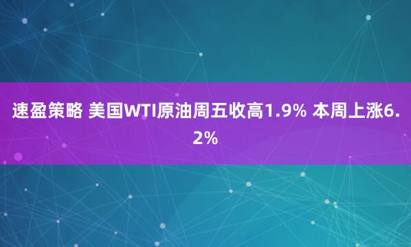 速盈策略 美國WTI原油周五收高1.9% 本周上漲6.2%